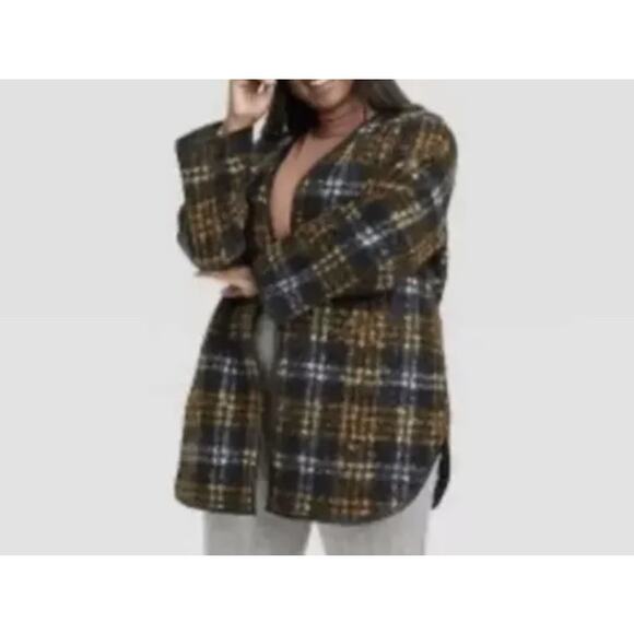 Ava & Viv Jackets & Blazers - NWT Ava & Viv Boucle Open Front Plaid Jacket Black Rust Overcoat Women Size 3X